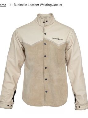 Buckskin Leather Flame Resistant Welding Jacket in Tan/Cream